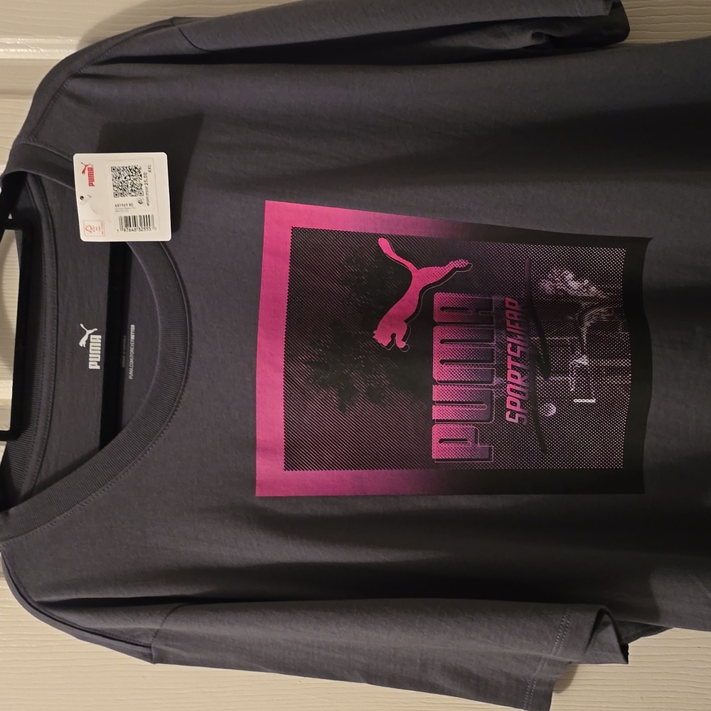 PUMA SIGNATURE BRAND MENS BIG AND TALL DARK GRAY SHORT SLEEVE TEE-SHIRT SIZE XXL
